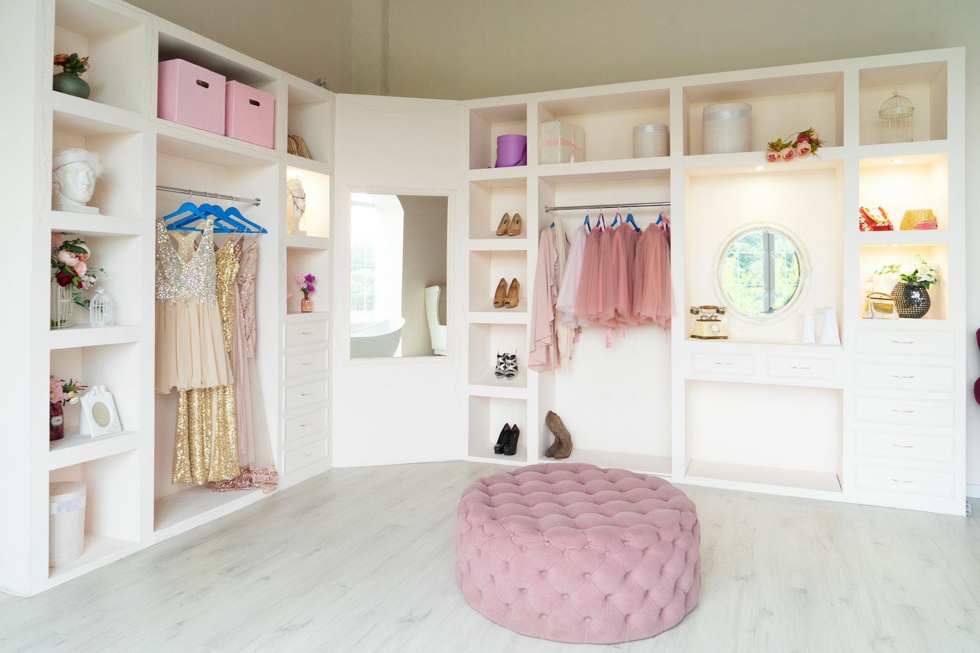 wardrobe with clothes